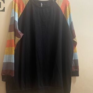 Colorful Striped Sleeve Raglan Shirt